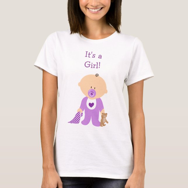 Cute Purple Dressed Baby  Maternity Shirt (Front)