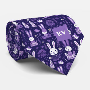 Cute Purple Easter Bunny Neck Tie