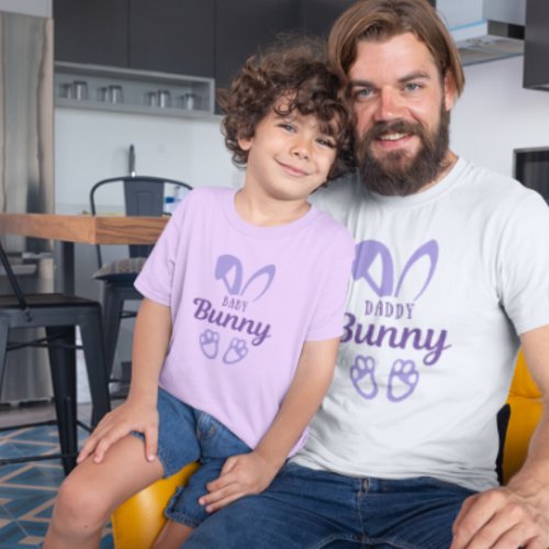 Cute Purple Easter Daddy Bunny Rabbit Ears T_Shirt