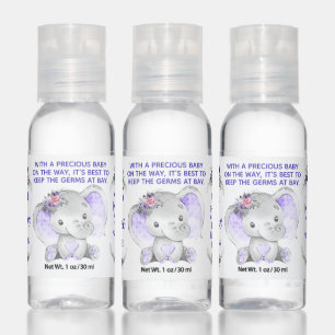 Cute Purple Elephant Baby Shower Hand Sanitizer