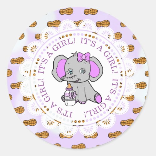 Cute Purple Elephant Classic Round Sticker