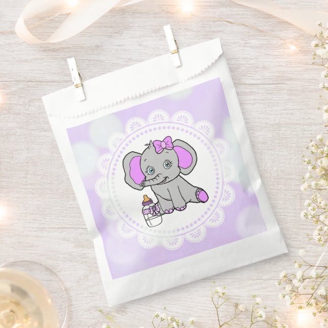 Cute Purple Elephant Favor Bag (Clipped)