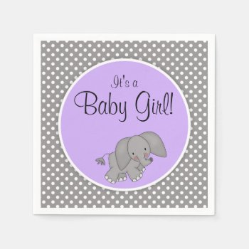 Cute Purple Elephant Girl Baby Shower Napkins by WhimsicalPrintStudio at Zazzle