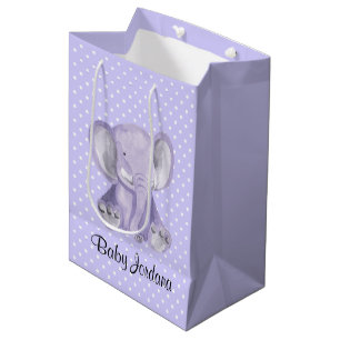 Cute Purple Elephant Polka Dot Design Gift Bag