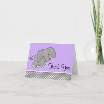 Cute Purple Elephant Thank You Cards by WhimsicalPrintStudio at Zazzle