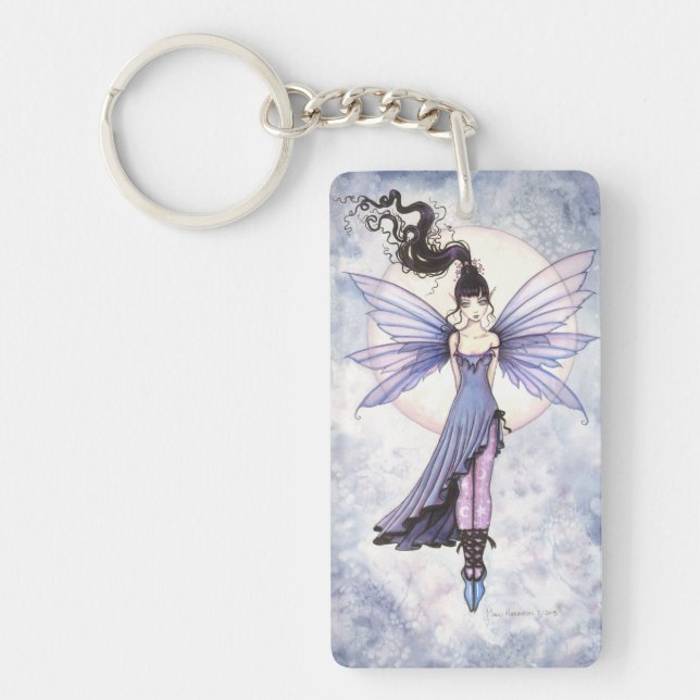 Cute Purple Fairy Fantasy Art Keychain (Front)