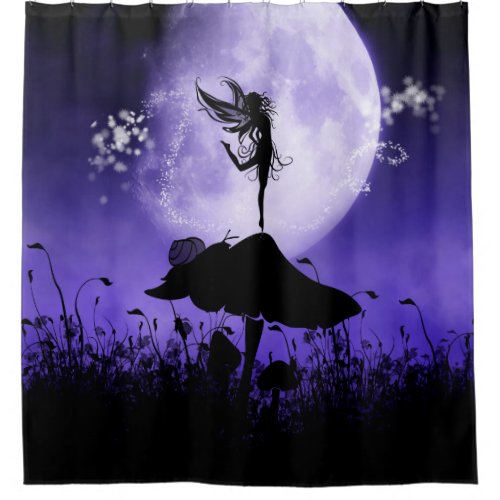 Cute Purple Fairy Silhouette 2 Shower Curtain