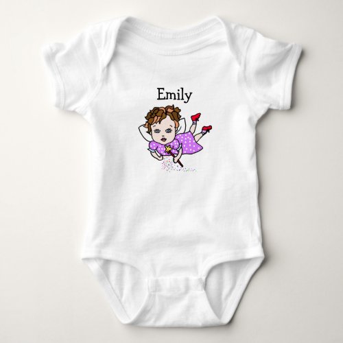 Cute Purple Fairy Whimsical Folk Art Baby Bodysuit