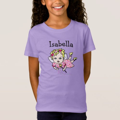 Cute Purple Fairy Whimsical Folk Art T_Shirt