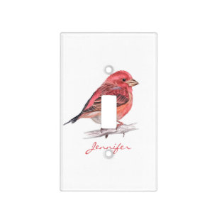 Cute Purple Finch Bird Kid's Room Nursery Light Switch Cover