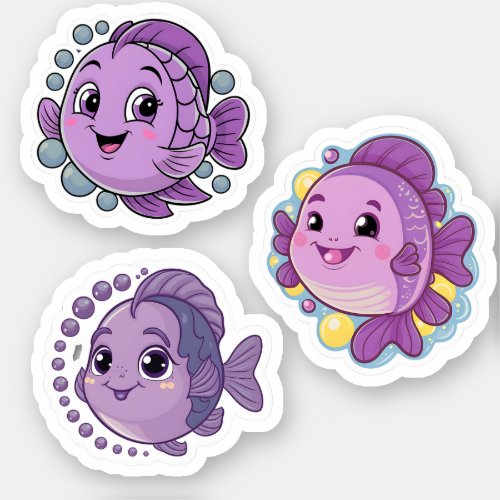 Cute Purple Fish Sticker