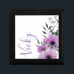 Cute Purple Floral Bridesmaid Script Wedding Favor Gift Box<br><div class="desc">Cute Purple Floral Bridesmaid Script Wedding Favor gift box . The design has space to add name of the bridesmaid written in pretty script font with pretty purple flowers . This can be customized by changing the bridesmaid name . For any further customization , feel free to contact me at...</div>