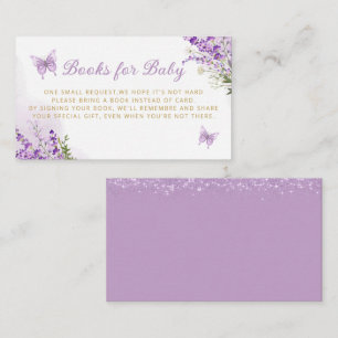 Cute Purple Floral butterfly books for baby ticket Enclosure Card