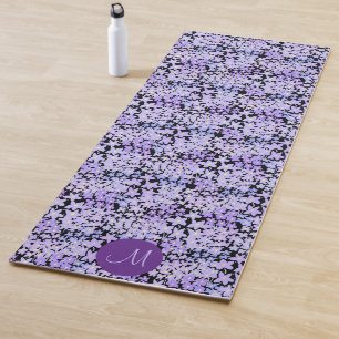 Cute Purple Floral Custom Monogram Colorful Yoga Mat