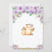Cute Purple Floral Owl Baby Shower Baby Girl Invitation (Back)