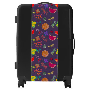 Cute Purple Floral Pattern Suitcase