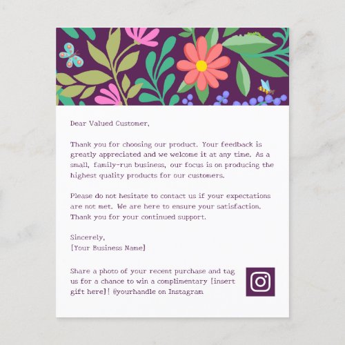  Cute Purple Floral Thank You For Your Order Flyer