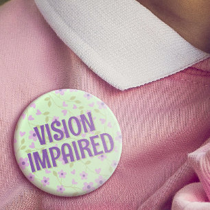 Cute Purple Floral Vision Impaired Button