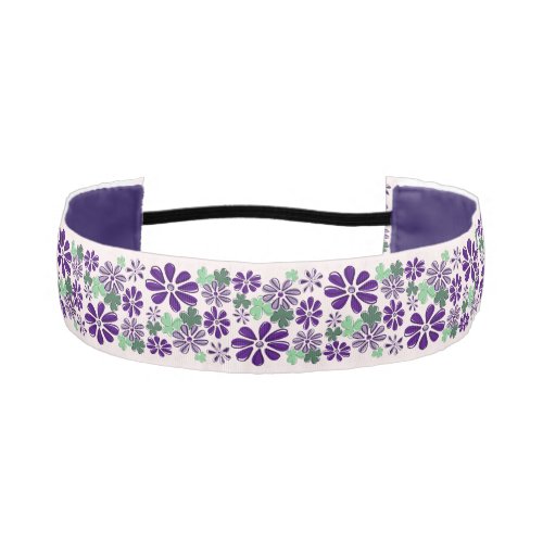 Cute Purple Flower Doodle Pattern Style Athletic Headband