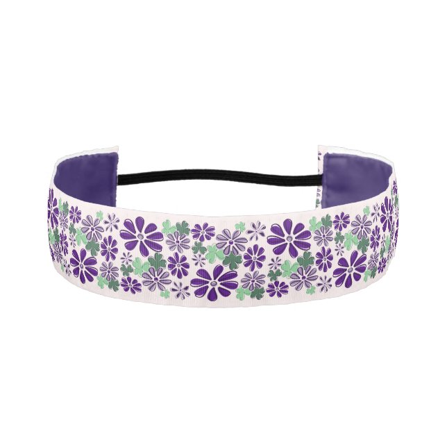 Cute Purple Flower Doodle Pattern Style Athletic Headband (Front)