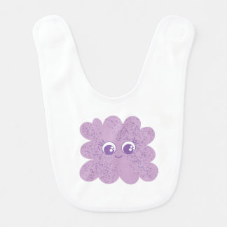 Cute Purple Flower Face Baby Bib | Kawaii Design