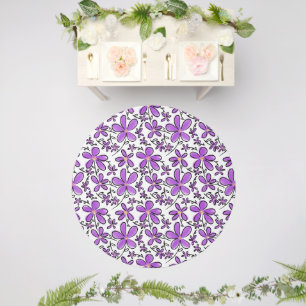 Cute purple flower pattern outdoor rug