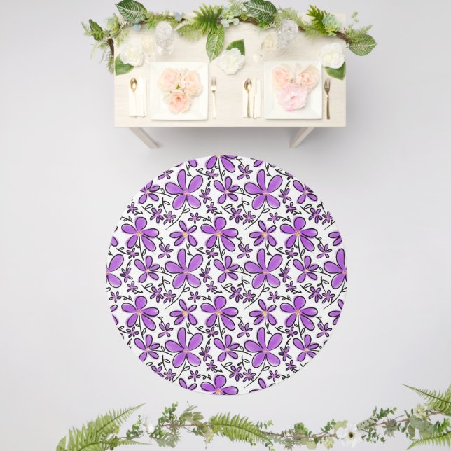 Cute purple flower pattern outdoor rug (Insitu (Wedding 2))
