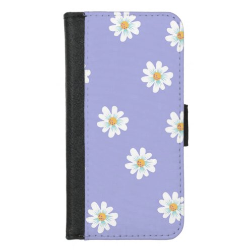 Cute Purple Flower wallet Case