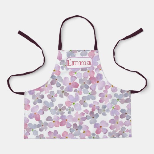 Cute Purple Flowers All_Over Print Apron