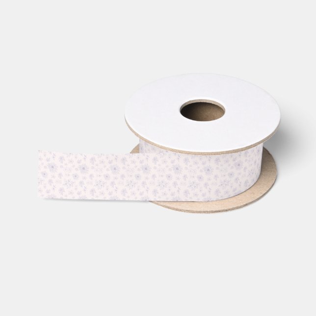 Cute purple flowers pattern satin ribbon (Spool)