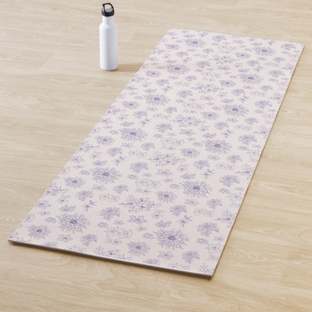 Cute purple flowers pattern yoga mat (In Situ)