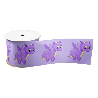 Cute Purple Flying Baby Dragon Satin Ribbon