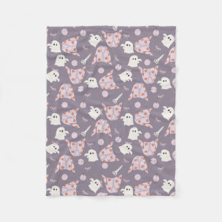 Cute Purple Ghost Cardigan Pattern Cozy Baby Blank Fleece Blanket
