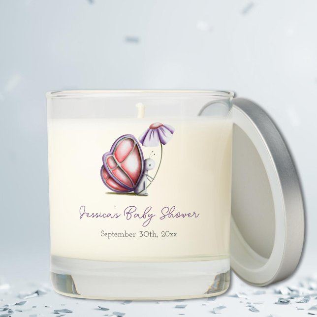 Cute Purple Girl Baby Shower Butterfly Scented Candle (Creator Uploaded)