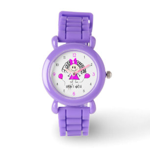 Cute Purple Girl Personalized Kids Watch