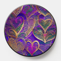 Cute purple gold & pink hearts on a