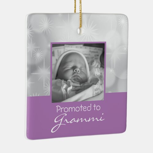 Cute Purple Grandma First Christmas Photo Ornament