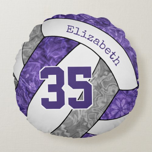 cute purple gray volleyball team colors gifts round pillow
