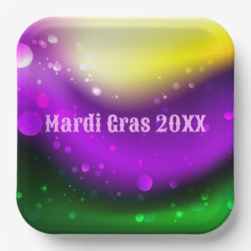 Cute Purple Green Gold Swirl Mardi Gras  Paper Pla Paper Plates