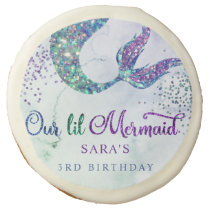Cute Purple Green Modern Glitter Mermaid Birthday Sugar Cookie