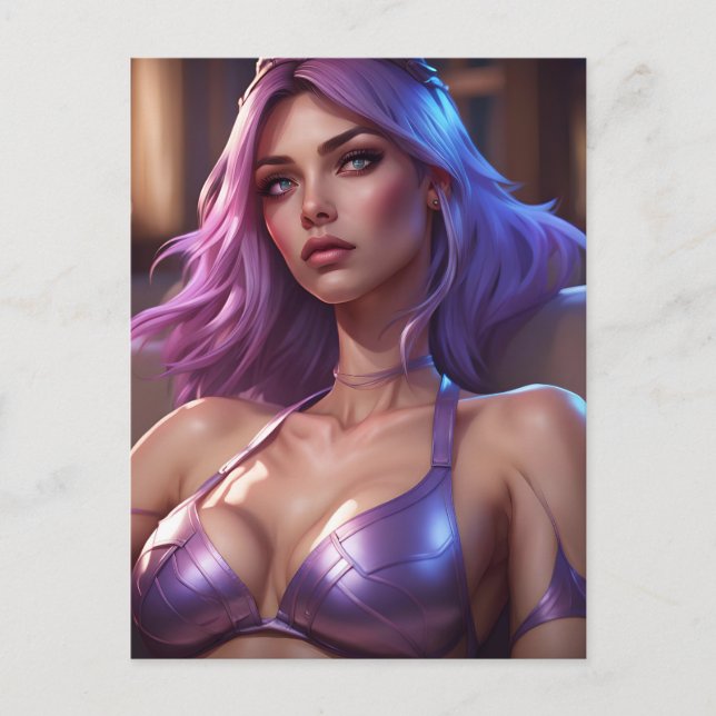 Cute Purple Hair Postcard (Front)