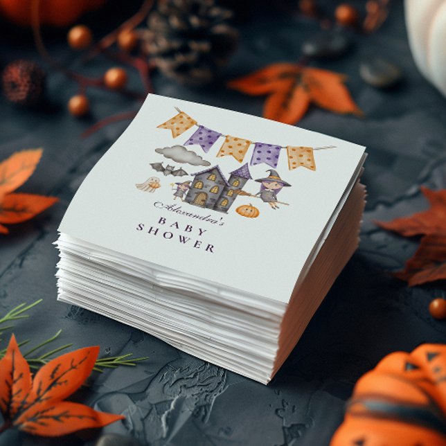 Cute Purple Halloween Baby Shower Napkins (Creator Uploaded)