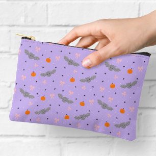 Cute Purple Halloween Bat Pattern Zipper Pouch