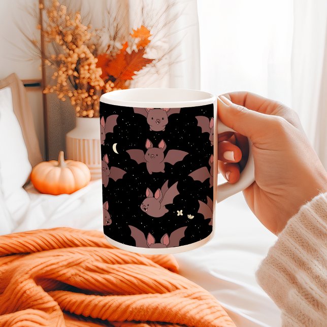 Cute Purple Halloween Bats in the Night Sky Coffee Mug (Creator Uploaded)