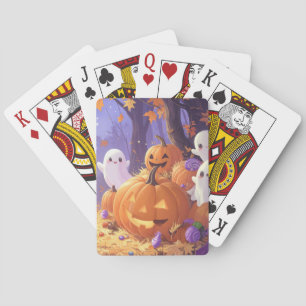 Cute Purple Halloween Boo Poker Cards