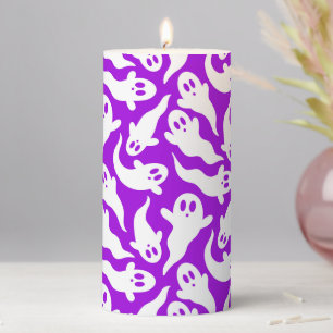 Cute Purple Halloween Ghost Pattern Pillar Candle