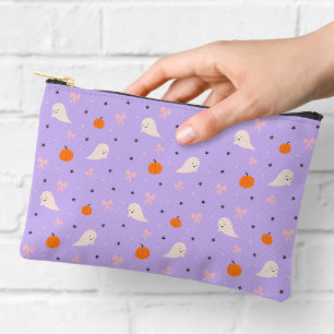 Cute Purple Halloween Ghost Pattern Zipper Pouch