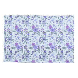 Cute Purple Hand Drawn Florals Pillow Case