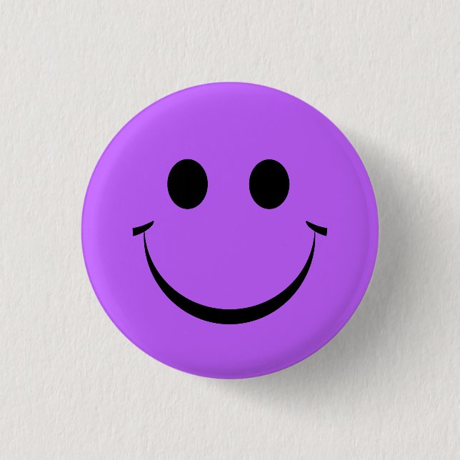 Cute Purple Happy Face Birthday Button (Front)