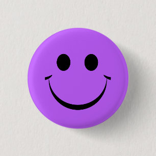 Cute Purple Happy Face Birthday Button